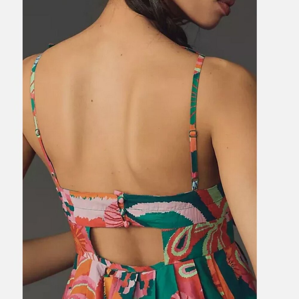 Farm Rio Anthropologie Pleated Palm Midi Dress Size XSP XS Petite NWT - Picture 5 of 6